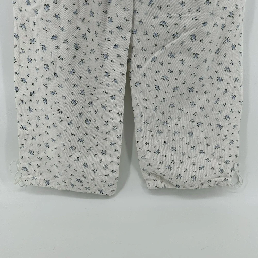 Loveriche New In Women M Floral Parachute Pants Wide Leg Drawstring Hem Boho NWT